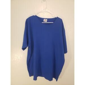 Vintage Tee-Jays Blank Shirt 50/50 Shirt Made In USA Single Stitch Blue One Size